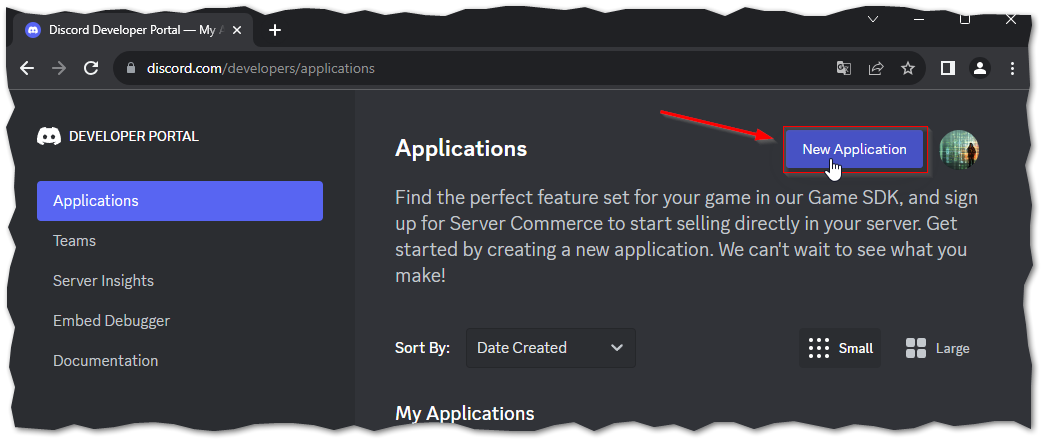 Discord Developer Portal — My Applications