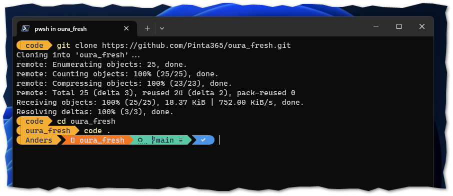 Shows you to the commands and output of the git clone